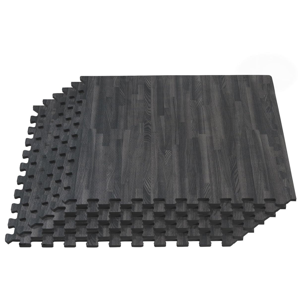 Forest Floor 3/8 Inch Thick Printed Foam Tiles, Premium Wood Grain Interlocking Foam Floor Mats, Anti-Fatigue Flooring – Stylish Flooring Solution, Carbon, 16 Sq Ft We Sell Mats
