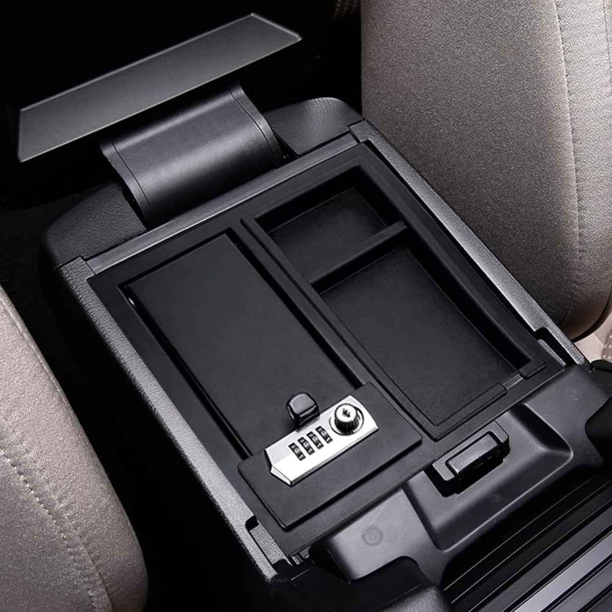 LEABON Center Console Safe Guns Storage Box Compatible with 2014-2022 Toyota Tundra 5.7L V8, with 4-Digit Combo Lock, 2 Keys, Organizer Coin Tray - 00016-34174 (classic) LEABON
