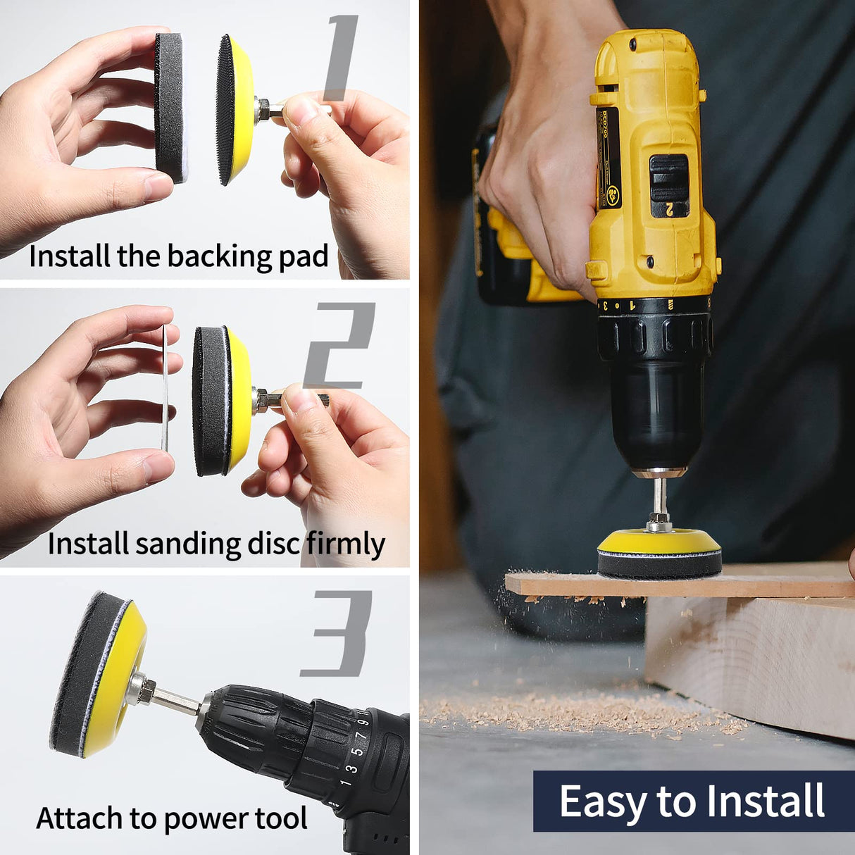 Pomsare 120pcs 3inch Sanding Discs with 2 & 3inch Backer Pads and Sanding Sponge Sander for Drill Grinder Rotary Tools Attachment with 1/4" Shanks, SandingPads 80-3000 Grit Pomsare