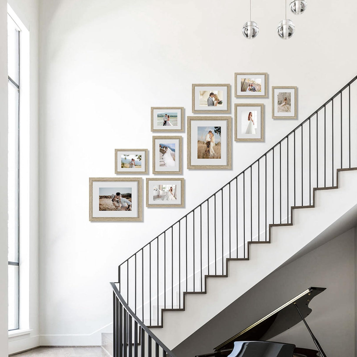 Povrgive 10 Pack Picture Frames Collage Wall Decor - Gallery Wall Frame Set with Mat for Wall Mounting or Tabletop Display, Including Two 8x10, Four 5x7, Four 4x6 Photo Frames, Real Glass Povrgive