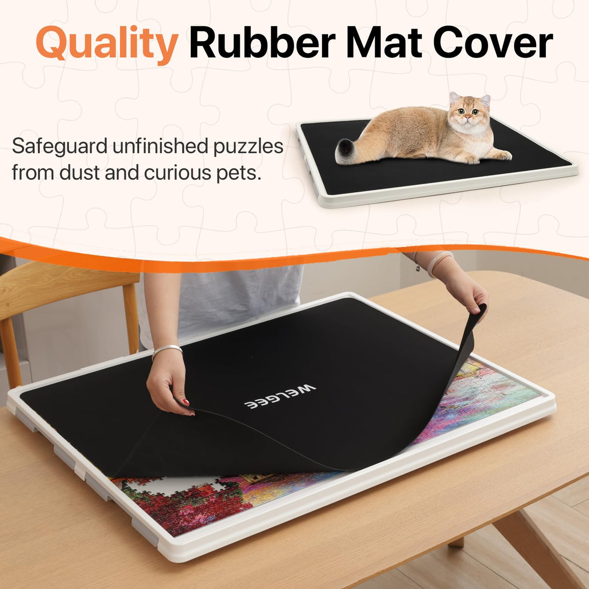 WELGEE 1500 Pieces 2-in-1 Tilting & Rotating Puzzle Board with Drawers and Cover, 35"x27" Portable Spinning Plastic Jigsaw Puzzle Table for Adults, Upgraded Lazy Susan