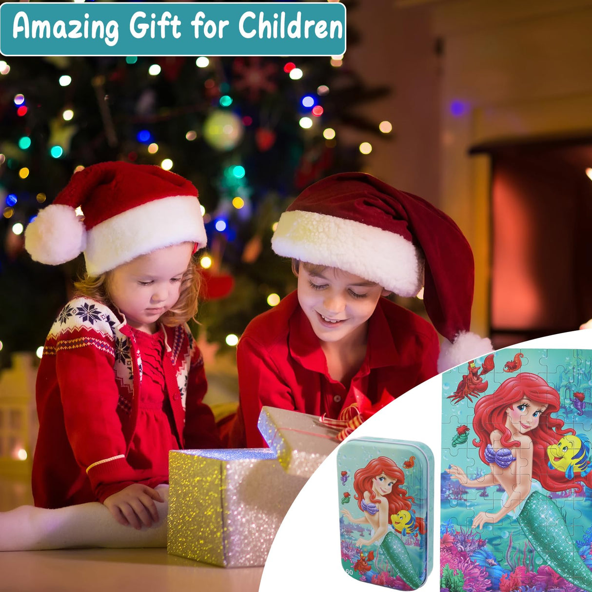 Princess Puzzles for Kids Ages 4-8 60 Pieces Jigsaw Puzzle for Girls and Boys in Metal Box - Educational Toys for Ages 3-5 (Princess 2502) doovide