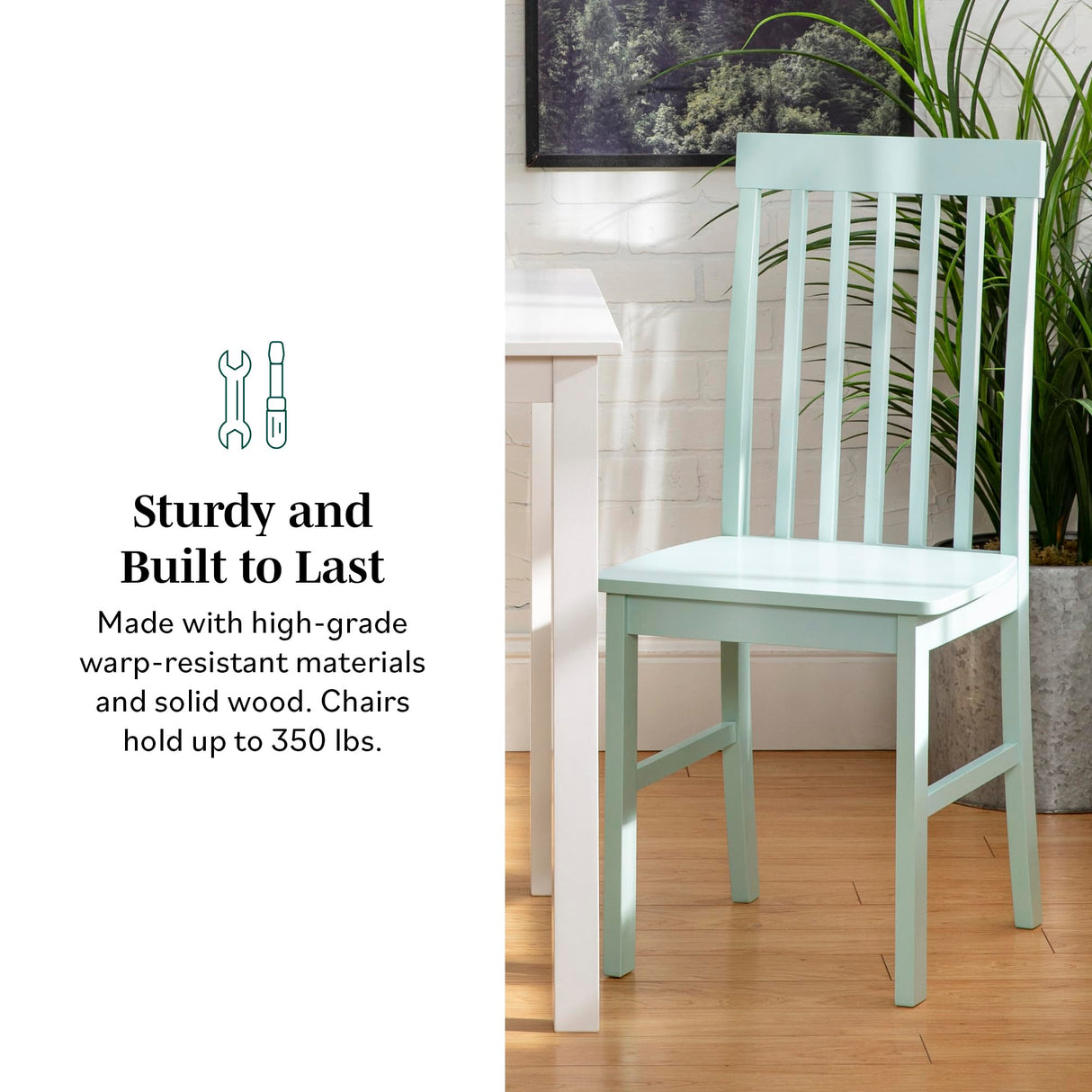 Walker Edison 4 Person Modern Farmhouse Wood Small Dining Table Dining Room Kitchen Table Set 4 Chairs Set, 48 Inch, White and Grey Walker Edison