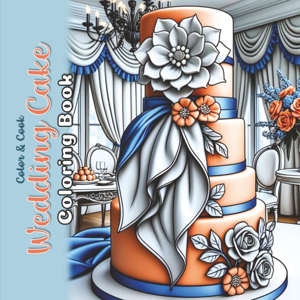 Wedding Cake Coloring Book: Grayscale Coloring Sketches for Adults (Color & Cook) WoodArtSupply