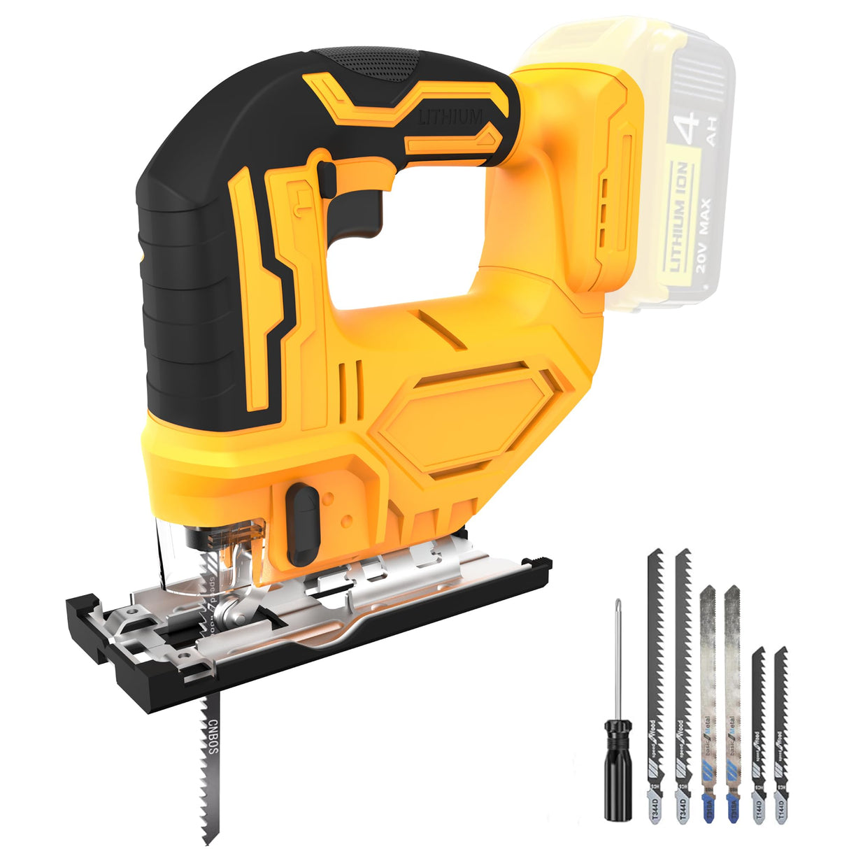 Jig saw compatible with Dewalt 20V Battery (Battery not Included) Cordless Jigsaw with LED Work Light, 0°- 45° Bevel Cuts, 3 Orbital Settings for Straight/Curve/Bevel/Circle Cutting bellaDimora