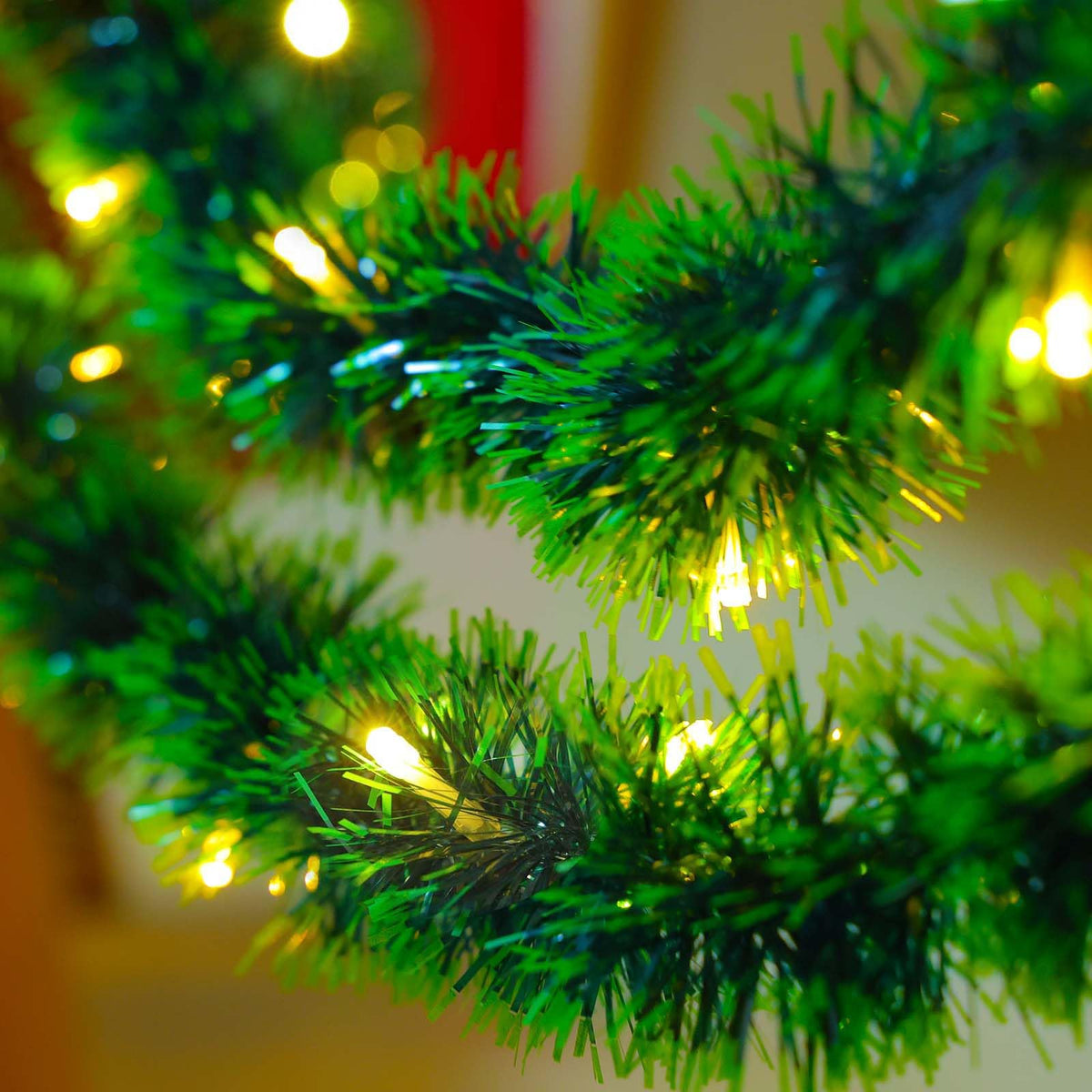2 Pack Christmas Garland with Lights, Total 38 Feet 80 Led Battery Operated Pre-Lit Long Garland for Stairs Railing Fireplace Mantle Office Door Frame Decor Green Greenery Indoor Outdoor Decorations UZKEW