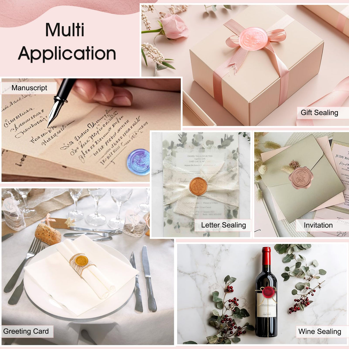 Aottom Wax Seal Kit, 48 Colors 1248 Pcs Sealing Beads with Melting Pot, Spoon, Tea Light Candles, Wax Seal Stamp Kit for Wedding Invitation, Gifts, Envelope, Letter Stamp Sealing and DIY Craft Aottom