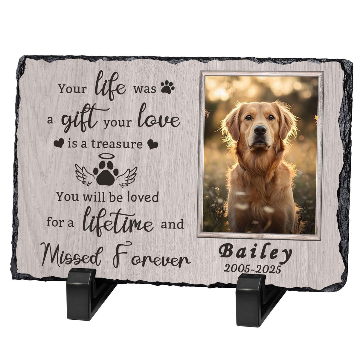 HAPPARY Ships Next Day Personalized Dog Memorial Gifts for Loss of Dog, Custom Pet Memorial Stone with Photo Name Date Bereavement Sympathy Gift for Dog Cat Lover HAPPARY
