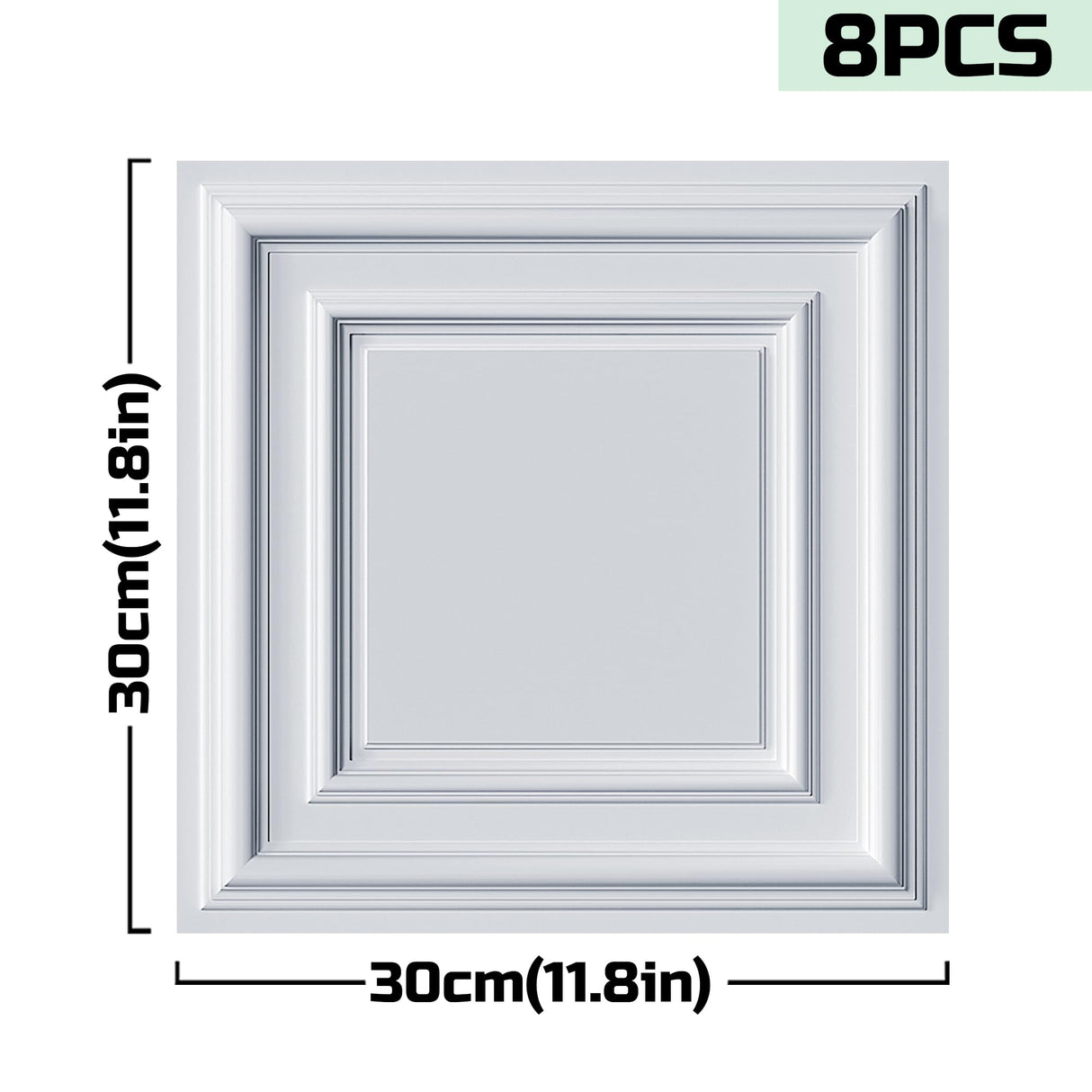 AMAZING WALL Home Non-3D Grey White Wooden Pattern Wall Panel PVC with Frosted Film Self Adhesive Peel and Stick Decoration for Living Room/Bedroom 11.8x11.8 8pcs/Set AMAZING WALL