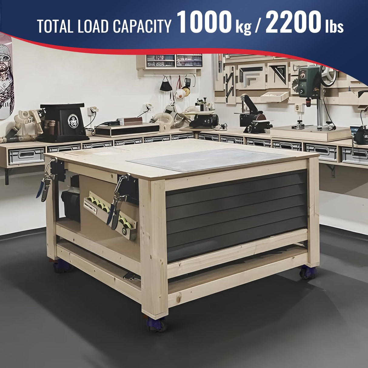 KOSTANZO Leveling Casters with Ratchet Handle Design Total Capacity 2200Lbs Heavy Duty Casters Set of 4 Workbench Casters with Adjustable Leveling Pads KOSTANZO