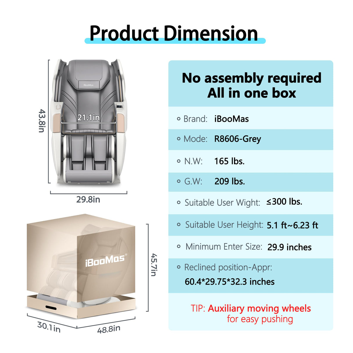 iBooMas R8606 Massage Chair Full Body with APP Control,SL Track Zero Gravity Massage Chairs with Leg Auto Extension,12 Modes,Heating,Shiatsu,Sleep Mode,Foot Roller,AI Voice,Pet-Scratch Resistant Shell iBooMas