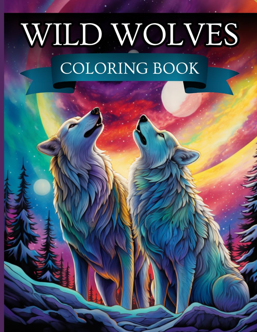 Wild Wolves Coloring Book for Adults and Kids: 50 Stress Relief Wolf Designs - Immerse in Nature's Untamed Beauty for Relaxation and Mindfulness Majosta