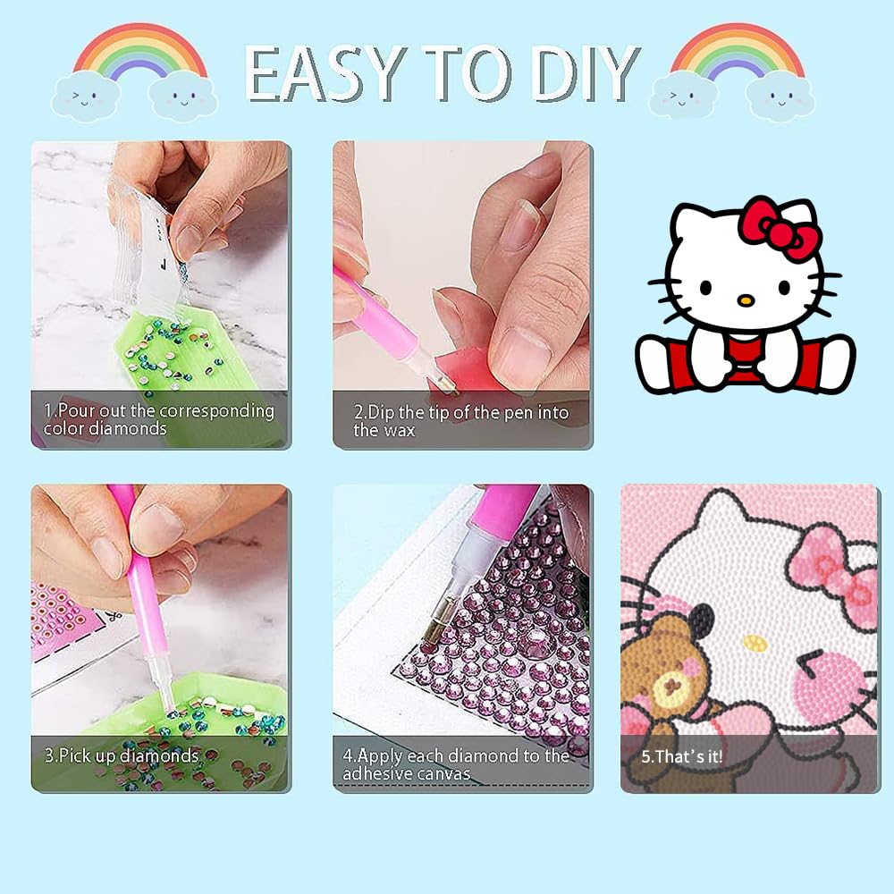 PERFECTSIGHT Cute 5D Diamond Art Kits, Kawaii DIY Painting Art for Adults Teen, 4 Pack Diamond Arts and Crafts Sets, Big Gem Full Drill Diamond Dots for Women (SLO) PERFECTSIGHT