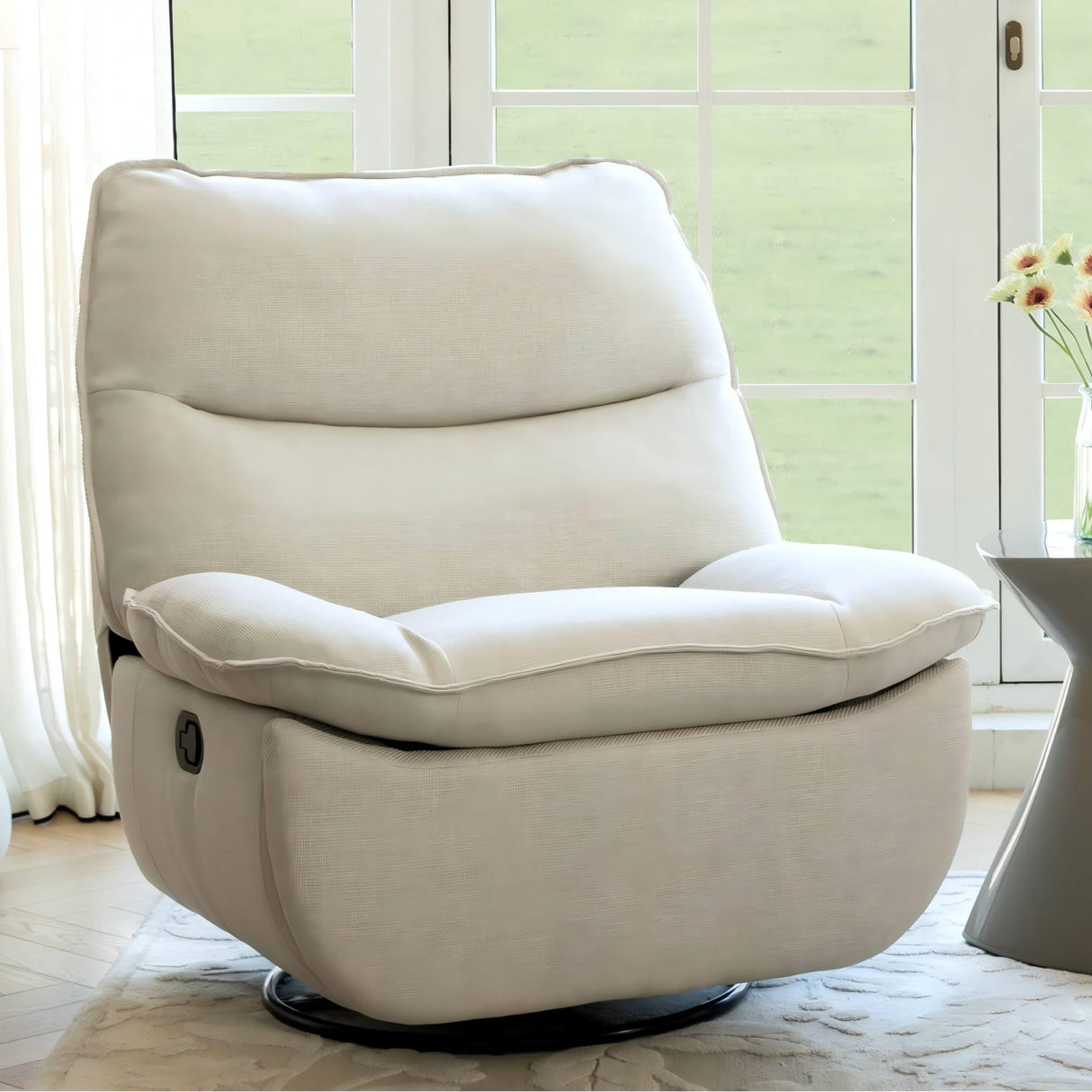FLEXISPOT XRC7 Swivel Rocker Recliner Chair, 360° Swivel Oversized Armless Recliner with Oeko-TEX Certified Three-Proof Fabric, Award-Winning Design, Gaming Chair for Living Room Gaming Room, White FLEXISPOT