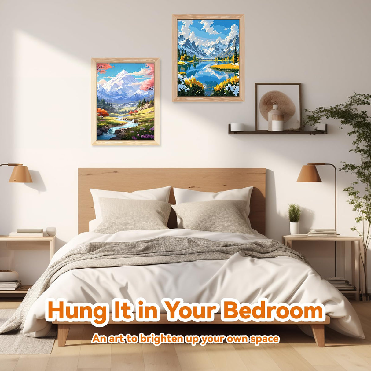 EFOTIML Paint by Numbers Kit for Adults Beginners & Kids Ages 8-12,2 Pack 16x20 inches Canvas for Painting Kits for Adults in Colorful Box(Without Frame)-Snow Mountain and Lake(2PCS) EFOTIML