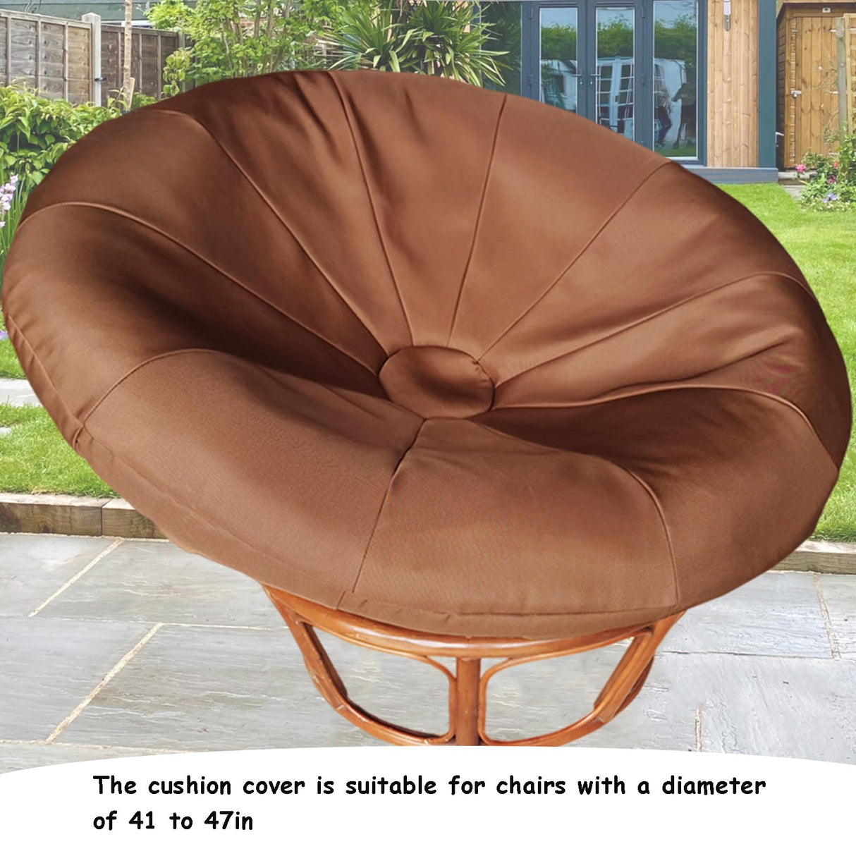 GZYLCH Papasan Chair Cushion Cover, Outdoor Indoor Cushion Waterproof Slipcover for Papasan Chair Cushion, with Elastic Band Designed for Papasan Cushion (for 41~47in, Black) GZYLCH