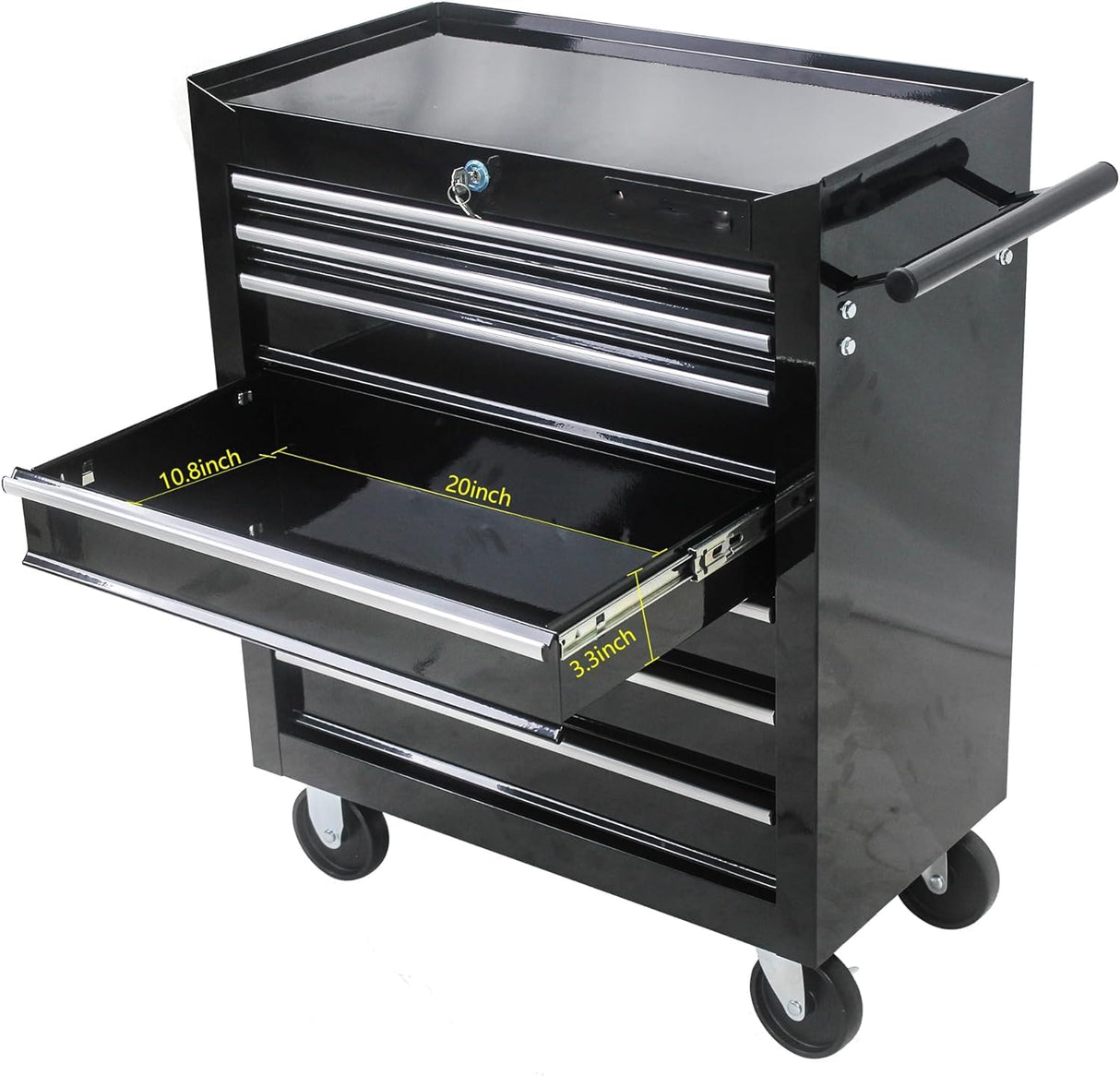 BouPower 7-Drawer Tool Chests, Rolling Tool Storage Cabinet with Detachable Tray - Black Black BouPower