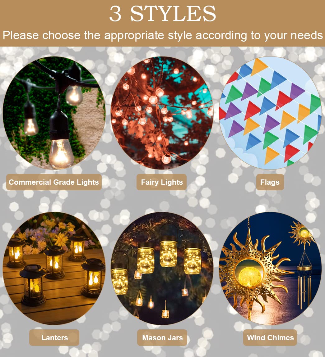 Sprimden 10ft String Light Poles for Outdoors, Outside Light Poles for Hard Ground Surface, Backyard, Patio, Outdoor Lighting, Matte Black, 2 Pack Sprimden