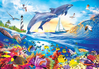 Dolphins Diamond Art DIY Diamond Painting Kits for Adults Diamond Gem Art for Beginners for Home Wall Art Decor Gifts 12x16inch