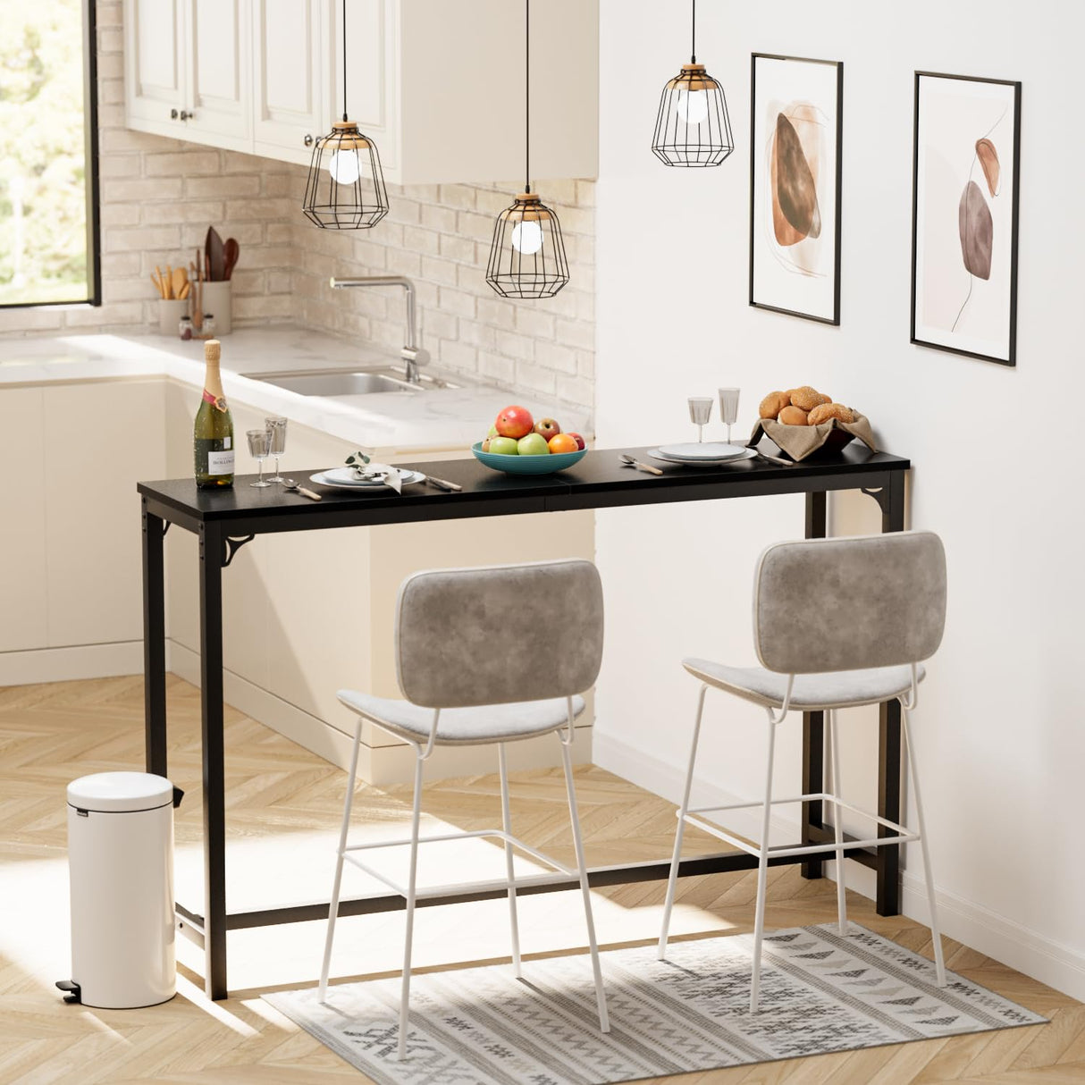 APPOLYN 63" Black Bar Table - Sleek High Top Dining & Pub Table for Stylish Interiors APPOLYN