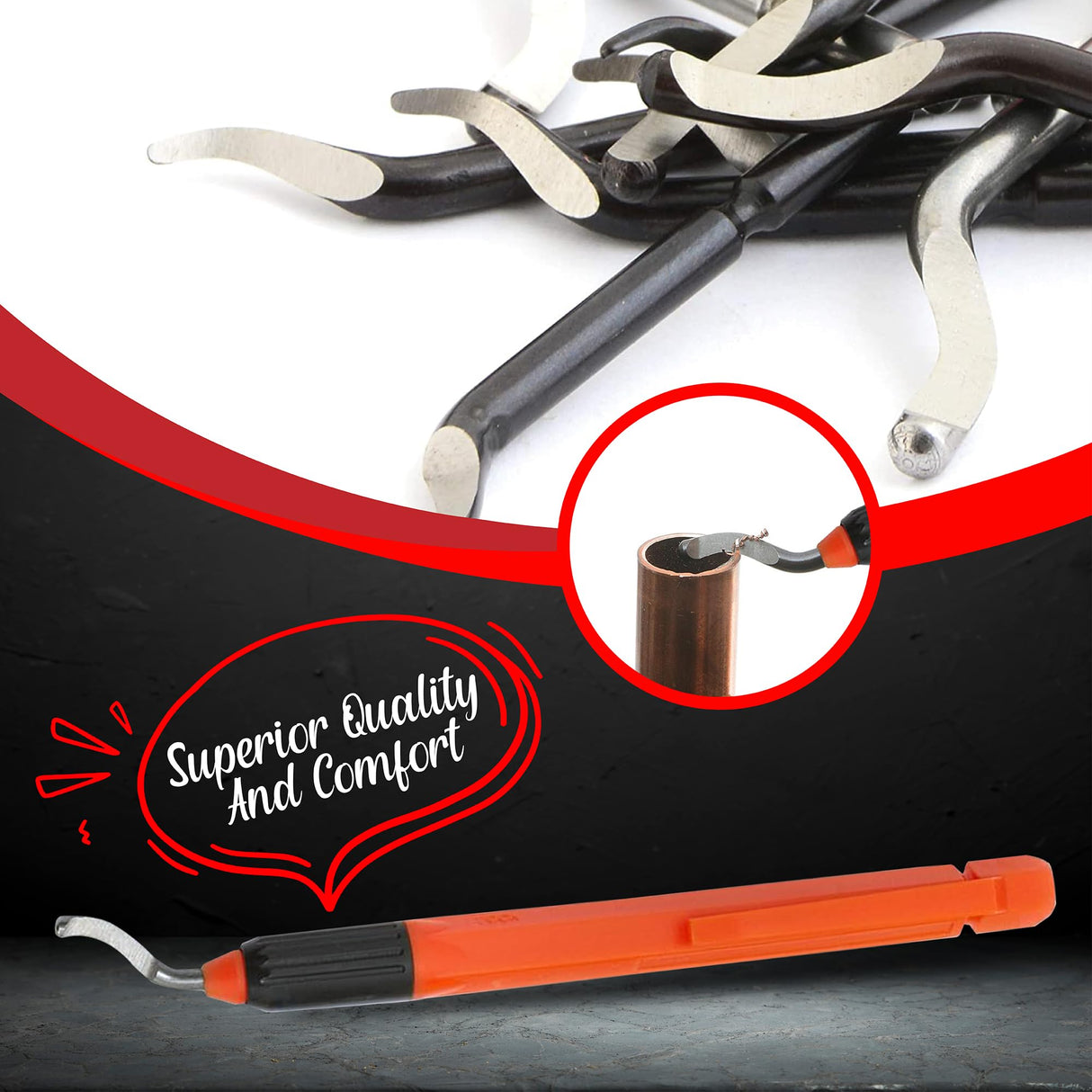 AFA Tooling - Deburring Tool with 10 Extra High Speed Steel Swivel Blades - Works on Metal, Resin, PVC Pipes, Copper, Plastic and 3D Printed Edges - Plumbing & 3D Printing Burr Removal Reamer Tool AFA Tooling Approved for Automotive