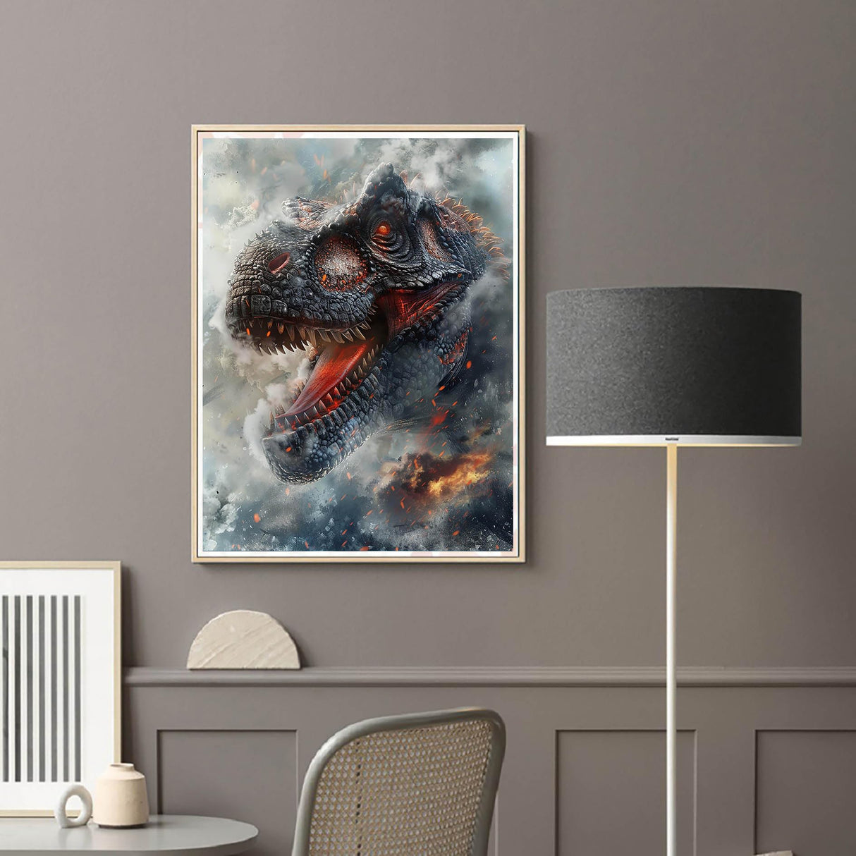 Diymood DIY 5D Diamond Painting Kits for Adults Dinosaur - Paint with Diamond Art Kits for Adults Volcano Full Drill Round Canvas Mosaic Beginner Home Wall Decor Gift 12x16 inch z13 Diymood