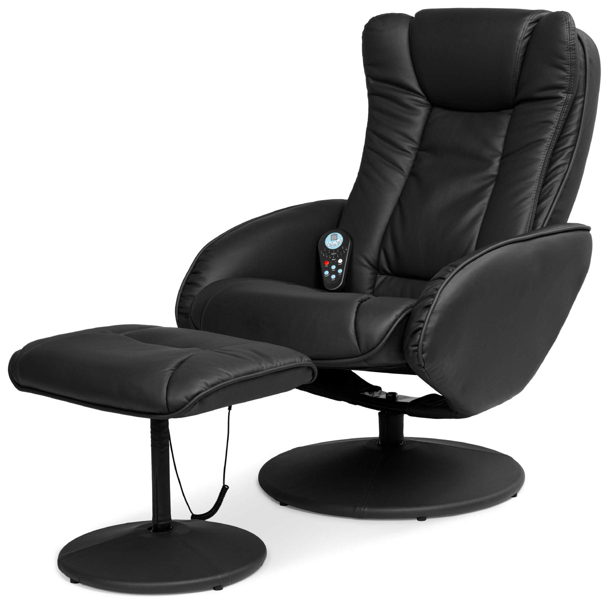 Best Choice Products Faux Leather Electric Massage Recliner w/Stool Footrest Ottoman, Remote Control, 5 Heat & Massage Modes, Side Pockets - Black Best Choice Products