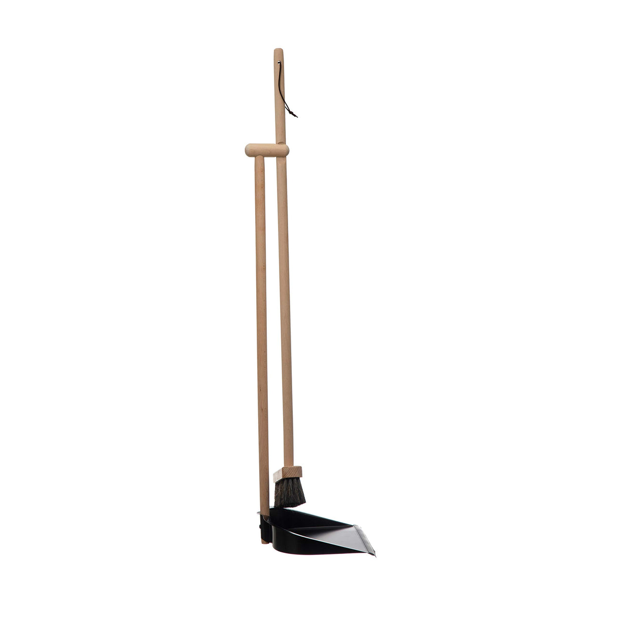 Creative Co-Op Beech Wood Broom & Standing Metal Dust Pan, Natural & Black Creative Co-Op