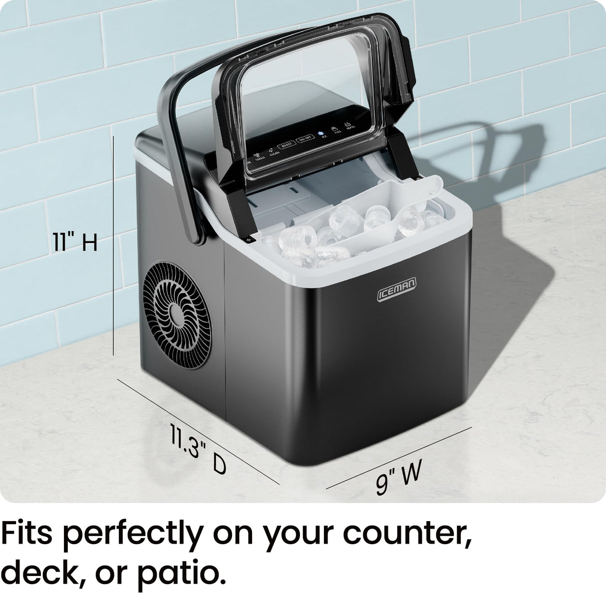 Iceman Dual-Size Ice Maker Countertop - Portable Ice Machine, Large and Small Ice Machine Maker with Self Cleaning, 9 Cubes in 7 Mins, 22lbs/24hrs, for Home, Kitchen, Office, Party, Ice Scoop Included Iceman