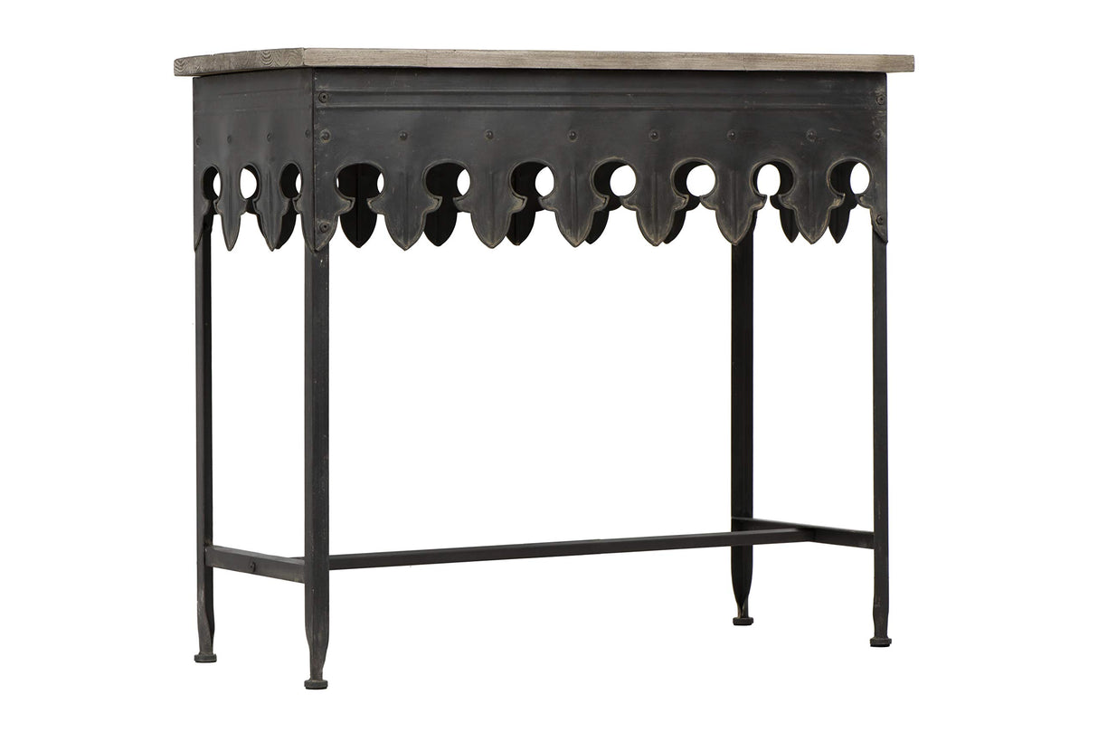 Creative Co-Op Rustic Farmhouse Metal Console Table with Solid Wood Top, Distressed Grey Creative Co-Op
