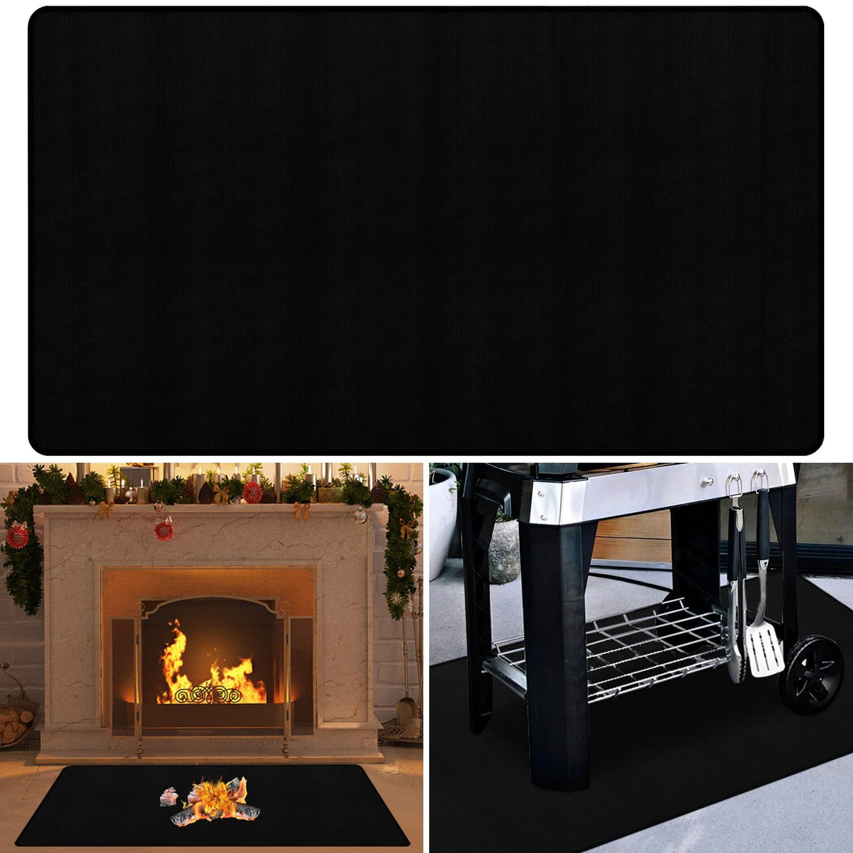 26x46inch Fireproof Hearth Mats for Fireplaces Fire Resistant Rectangle Fire Pit Mat,Fireproof Grill Pads,Under Grill Mat for Outdoor Charcoal, Smokers, Gas Grills, Deck and Patio Protective Mats Svepndic