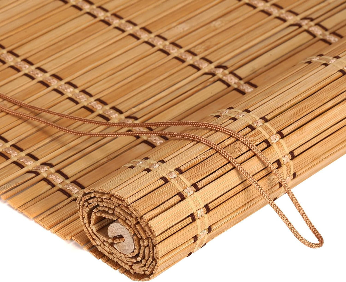 FoundGo 72" W*72" H Bamboo Roller Blinds Sun Shade, Retro Light Filtering Bamboo Curtains for Windows, Doorways FoundGo