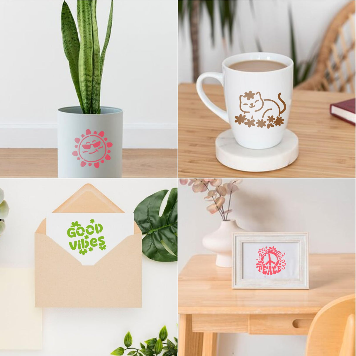 64 pcs Small Stencils for Crafts, Reusable 3 Inch Stencils, Including Flower Plant & Butterfly Patterns, DIY Craft Paint Great Templates for Painting on Wood, Fabric, Wall, Rock & Home Decor KFHENSOMR