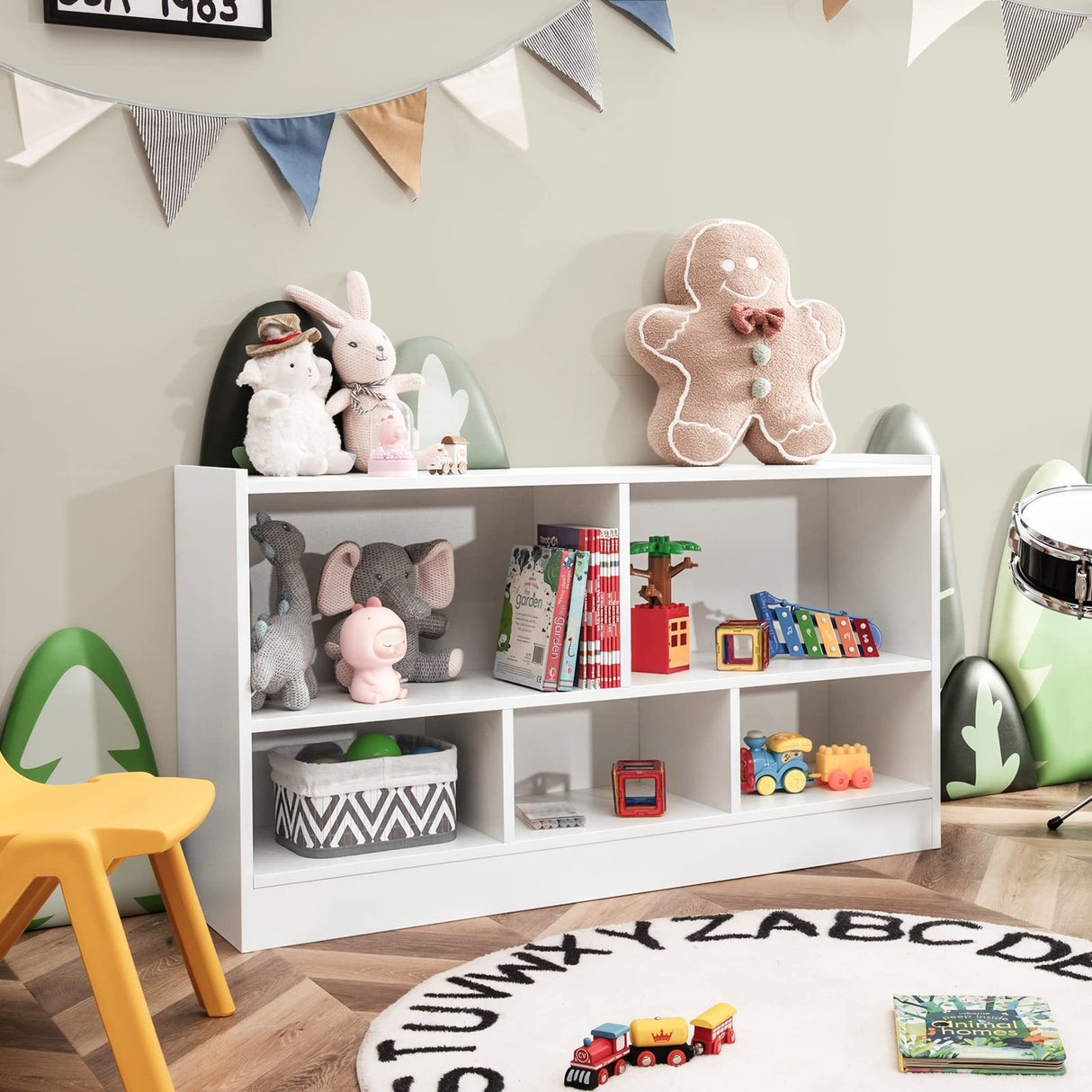 Tangkula 5-Cube Open Bookshelf – Stylish 2-Tier Wooden Storage for Any Room Tangkula