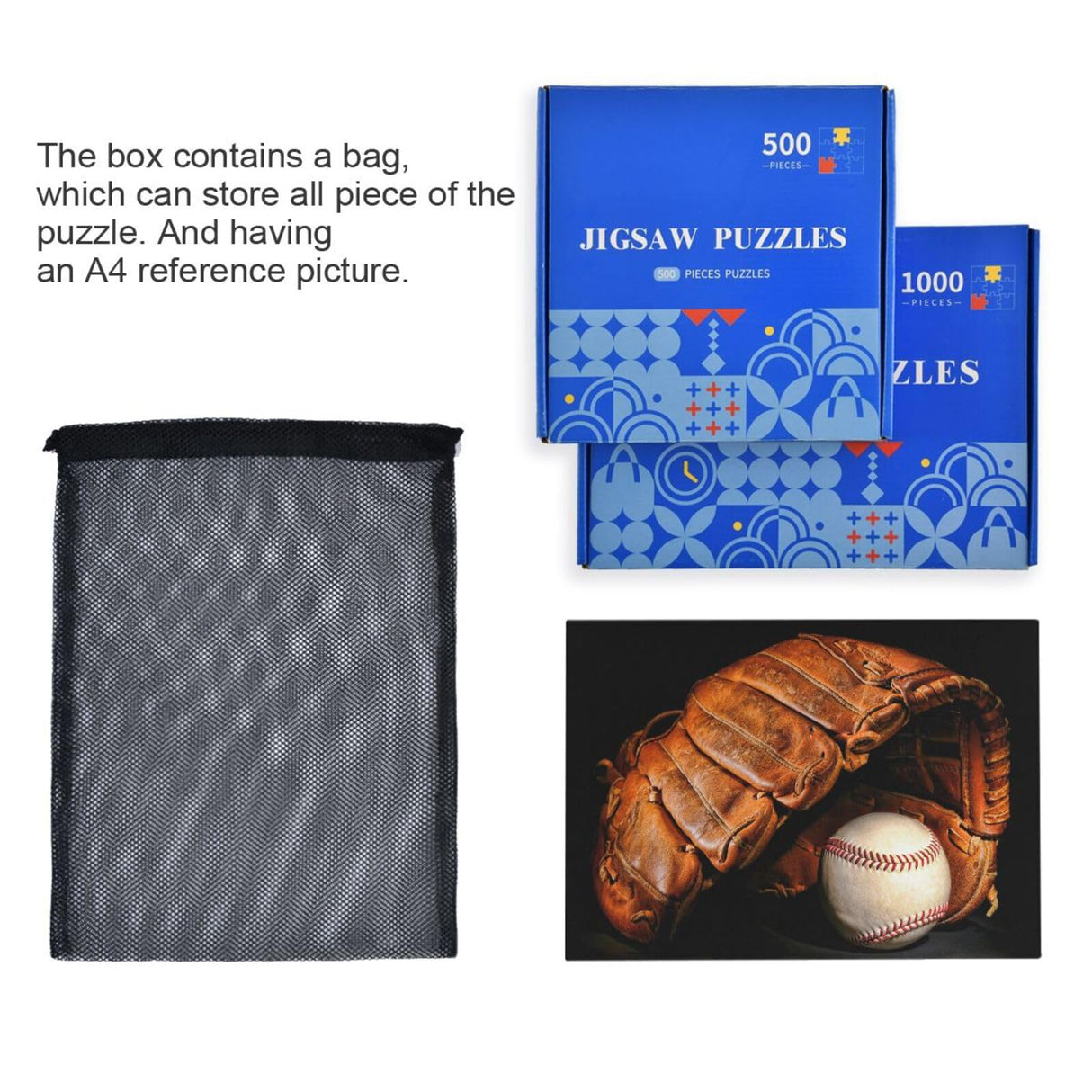 Kigai Vintage Baseball Glove Puzzles for Adults 1000 Pieces, Adults and Kids Ntellectual Decompression Jigsaw Game for Christmas Holiday Toy Birthday Gift Kigai