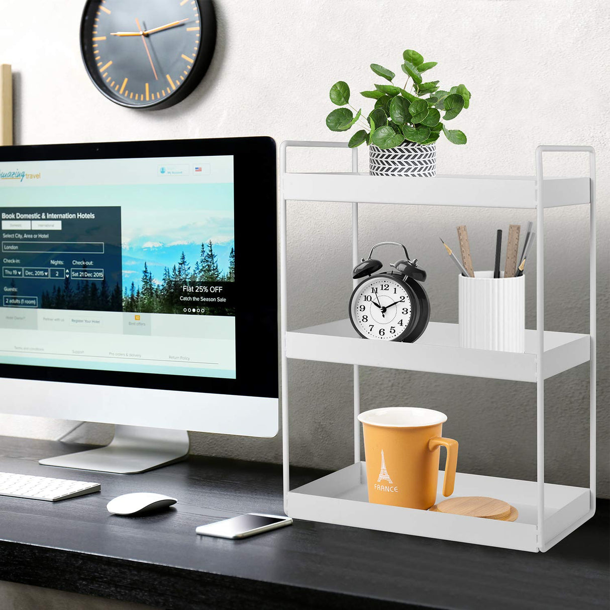 3-Tier Bathroom Countertop Organizer Vanity Tray Cosmetic & Makeup Storage Kitchen Spice Rack Standing Shelf, White Aisung