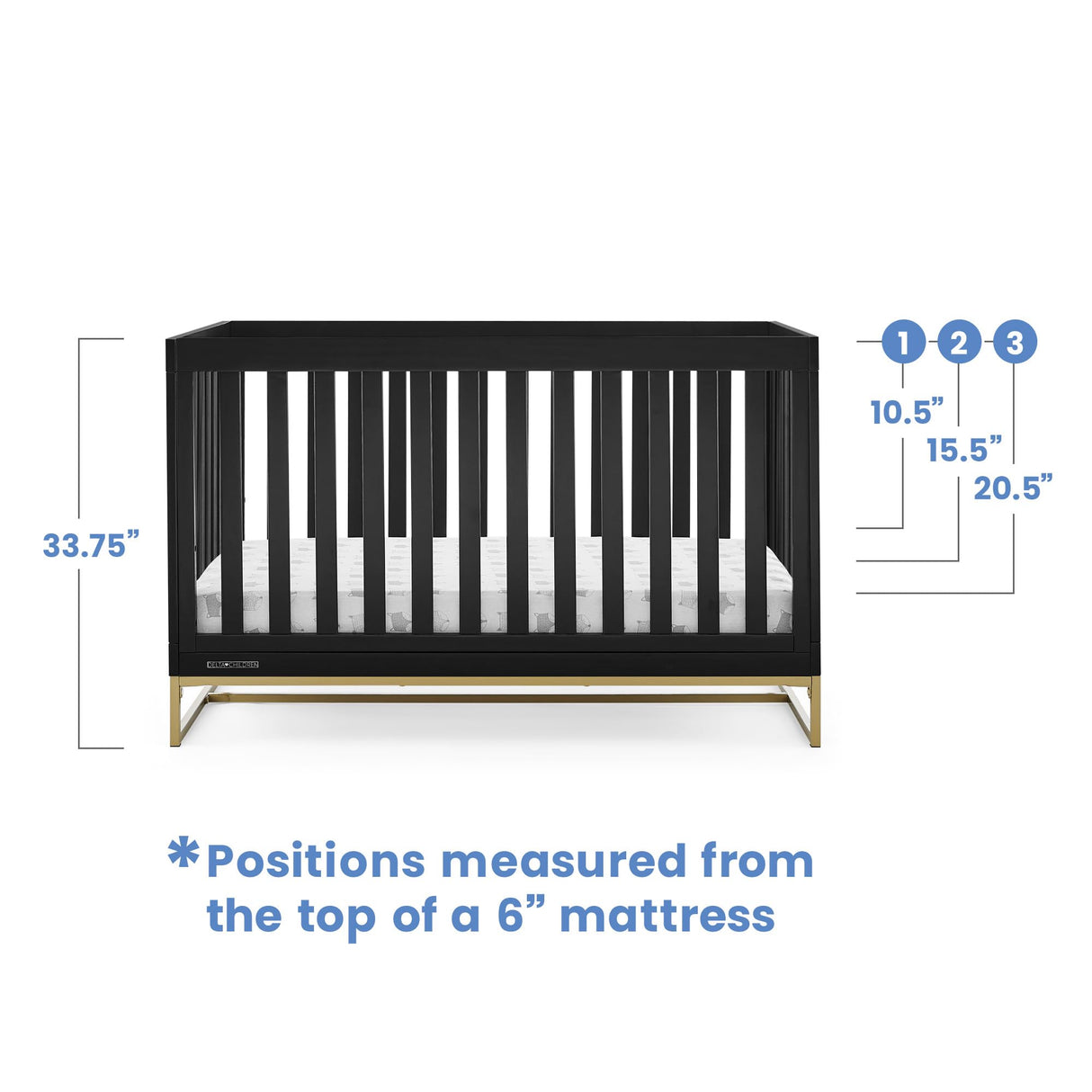 Delta Children Jade 4-in-1 Convertible Crib - Greenguard Gold Certified, Ebony/Bronze Delta Children