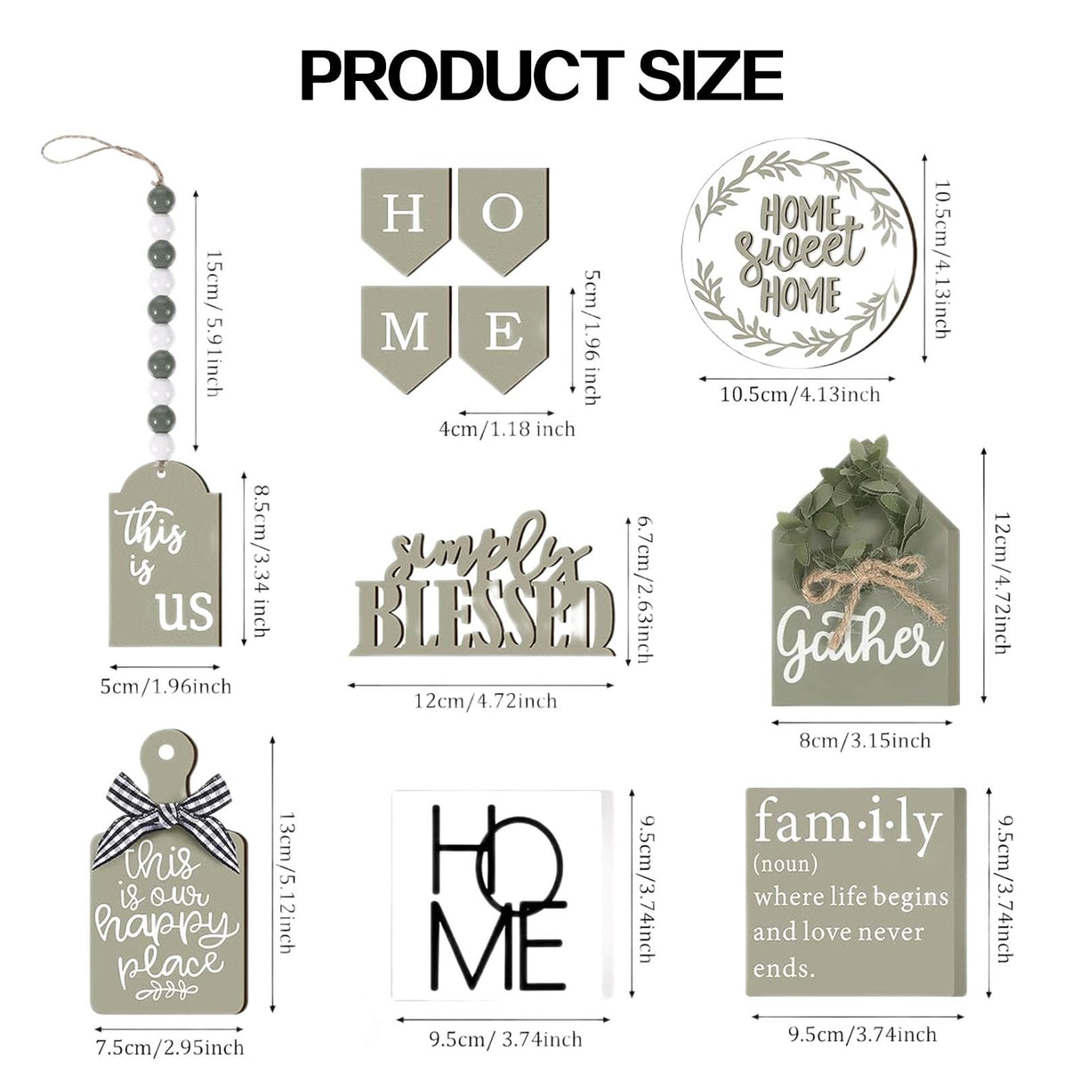 NJXJKGY 11PCS Farmhouse Tiered Tray Decor Set – Rustic Wooden Mini Signs and Decorations for Home and Kitchen Display (Tiered Tray Not Included) NJXJKGY