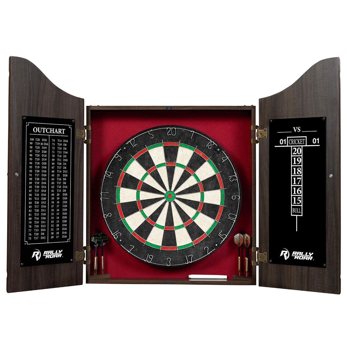 Rally and Roar Dartboard Cabinet, Small, Brown Rally and Roar