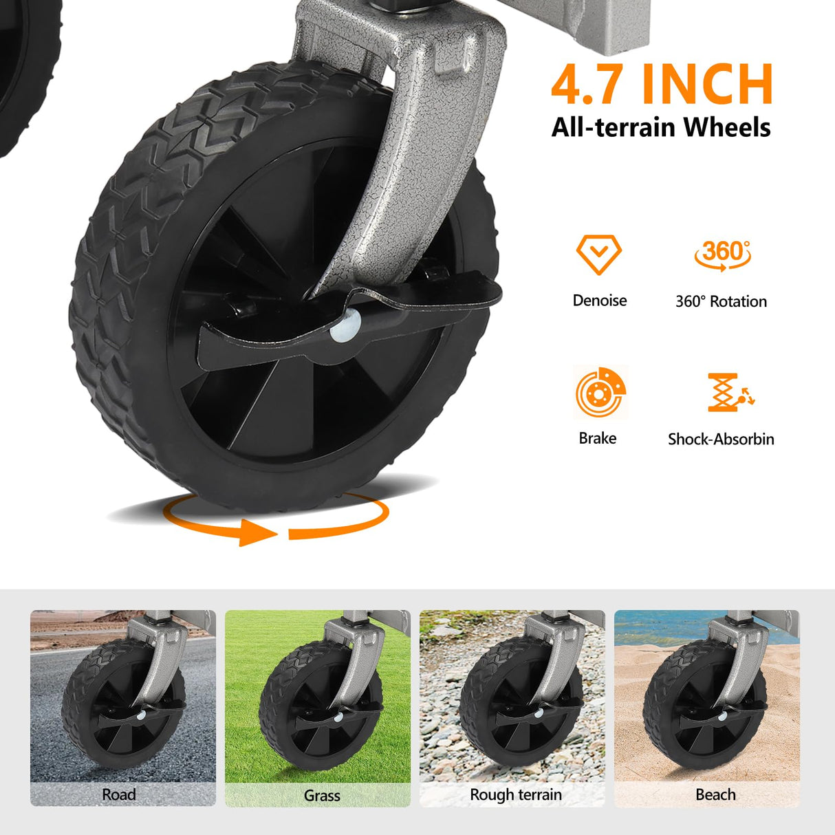 Kshioe Collapsible Wagon, Beach Wagon with Big Wheels for Sand, Grocery Wagon All-Terrain Wheels Garden Grocery Wagon for Shopping Park Picnic, Camping, Beach Trip Kshioe