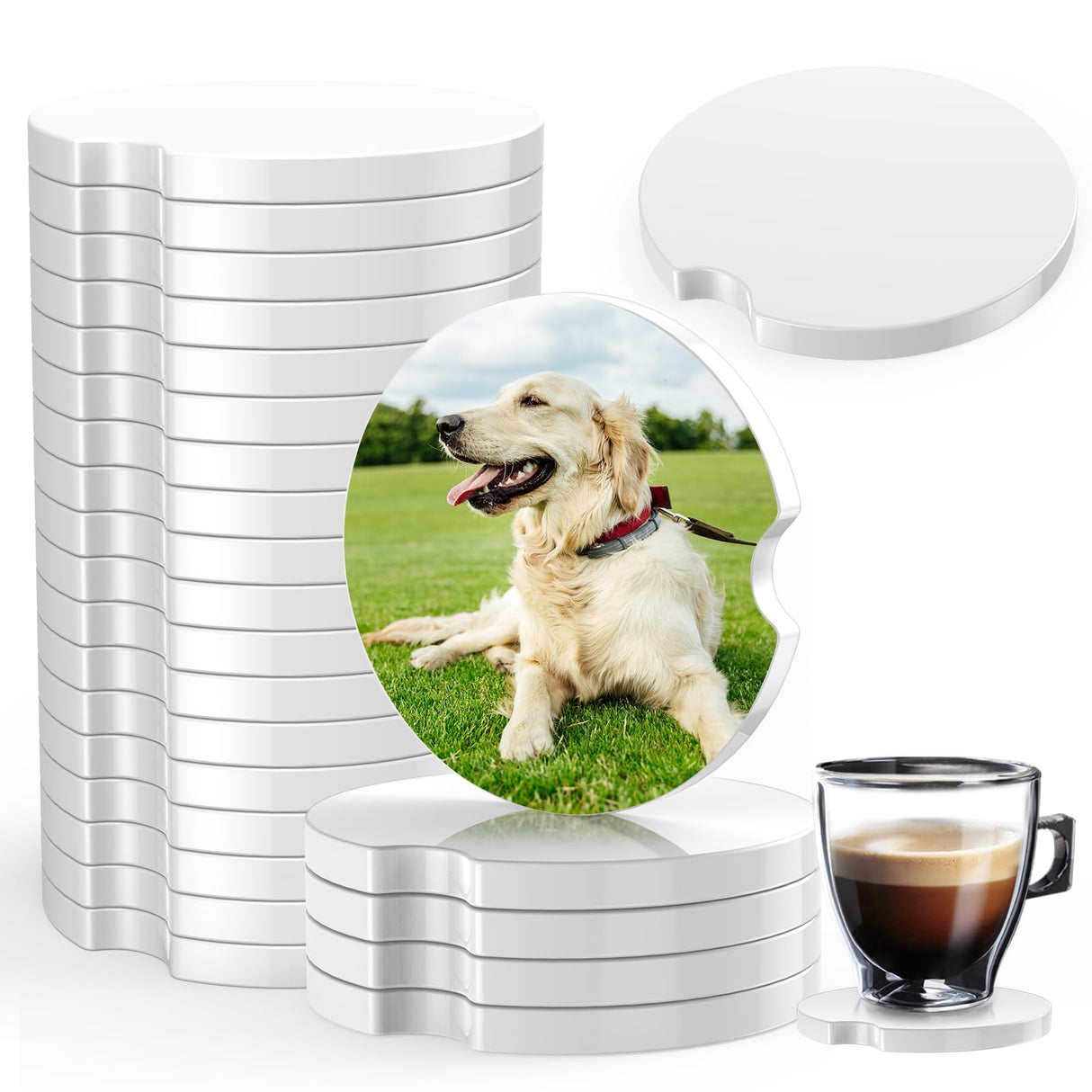 Sublimation Car Coasters Blanks, Absorbent Ceramic Car Coasters Sublimation Blanks for Cup Holders, Absorb Spills to Keep Cupholders Clean Valyria