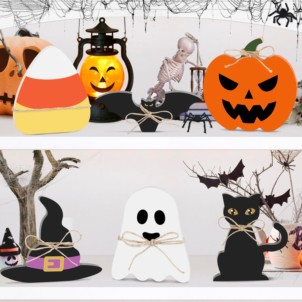 6PCS Halloween Wood Signs, Halloween Tiered Tray Decor, Halloween Decor, Halloween Git For Her, Halloween Day Shelf Personalized Decor, Mantle Decor, Farmhouse Tiered Tray Decor Aiolpy