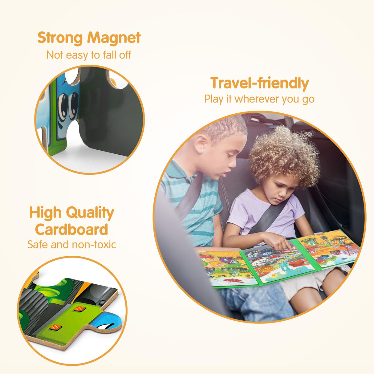 SYNARRY Vehicle Theme Magnetic Puzzles for Toddlers 3-5, 36 Pieces Travel Puzzles for Kids Ages 4-8, Car Airplane Road Trip Activities Magnet Games Toys for 3 4 5 6 Year Old Children Boys Girls Gifts SYNARRY