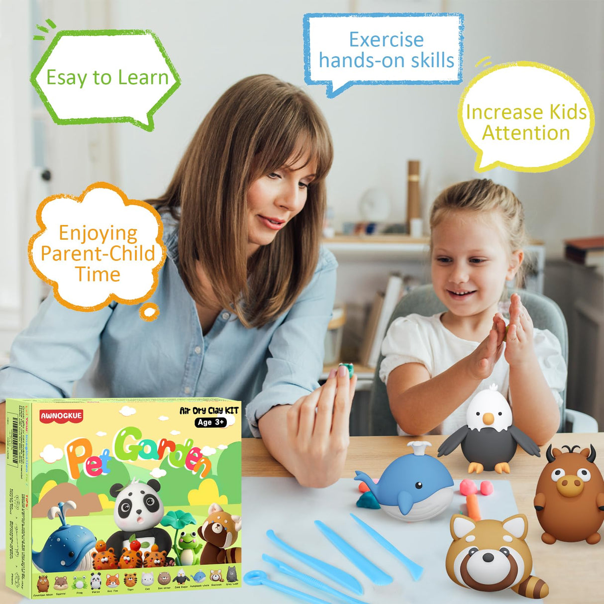 AWNOGKUE Air Dry Clay for Kids,12 Boxs Modeling Clay Kit with 5 Sculpting Tools, Safe Non-Toxic Model Magic Clay, DIY Art and Crafts Toy Gift, Party Home Favors for Boys, Girls, Toddler AWNOGKUE