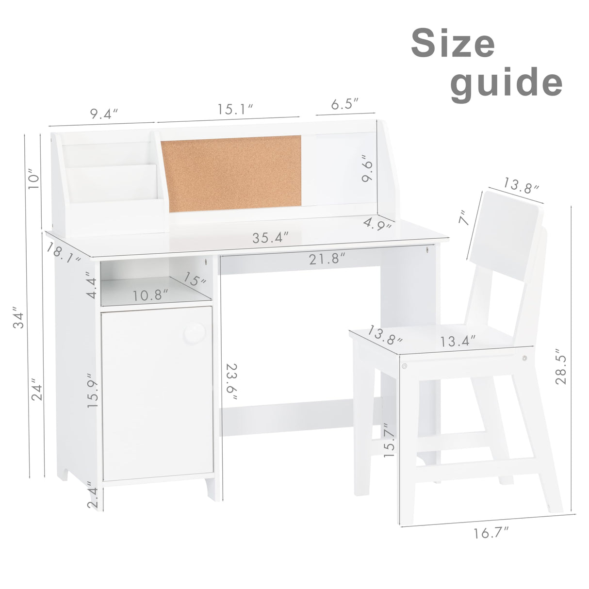 UTEX Kids Study Desk with Chair, Wooden Children School Study Table with Hutch and Chair for 3-8 Years Old, Student's Study Computer Workstation & Writing Table for Home School Use UTEX