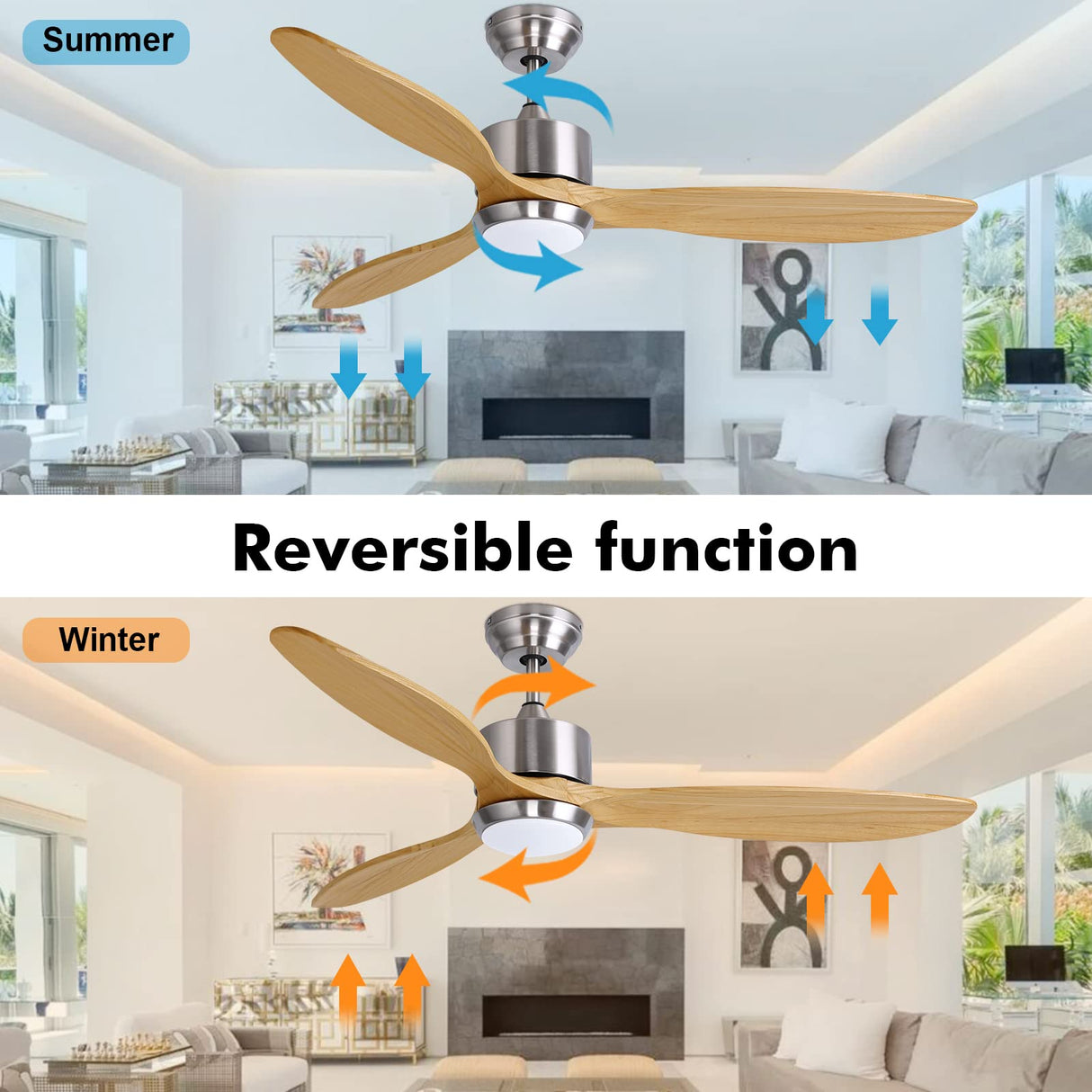 Ovlaim 60 inch Smart Ceiling Fan with Light Remote Control, Dimmable Led Quiet DC Motor Wood Ceiling Fan for Living Room, Bedroom, Patio, Farmhouse Ovlaim