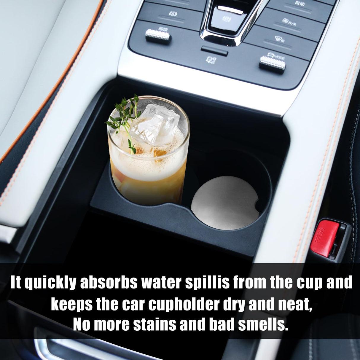 GNIEMCKIN 60 PCS 2.56 in Sublimation Car Coasters, Auto Coasters for Cup Holders, Auto Cupholder Coasters with Finger Notch and DIY Personalization Option, Keep Car from Cold Drink Sweat Stain Spill GNIEMCKIN