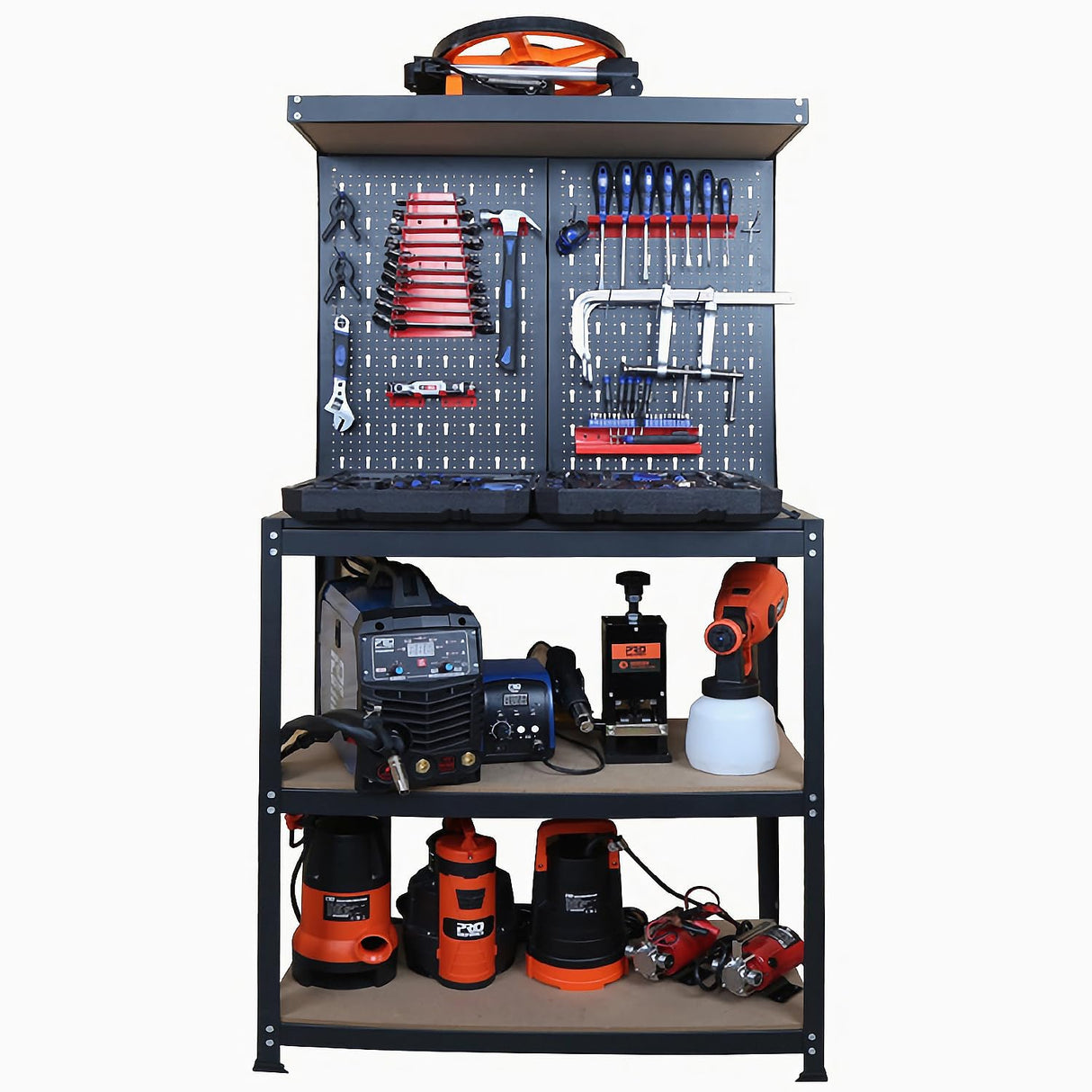 Prostormer Workbench, 31.5 inch Multipurpose Garage Work Bench Table with Peg Board Hook Kit for Home, Garage, and DIY Projects Prostormer