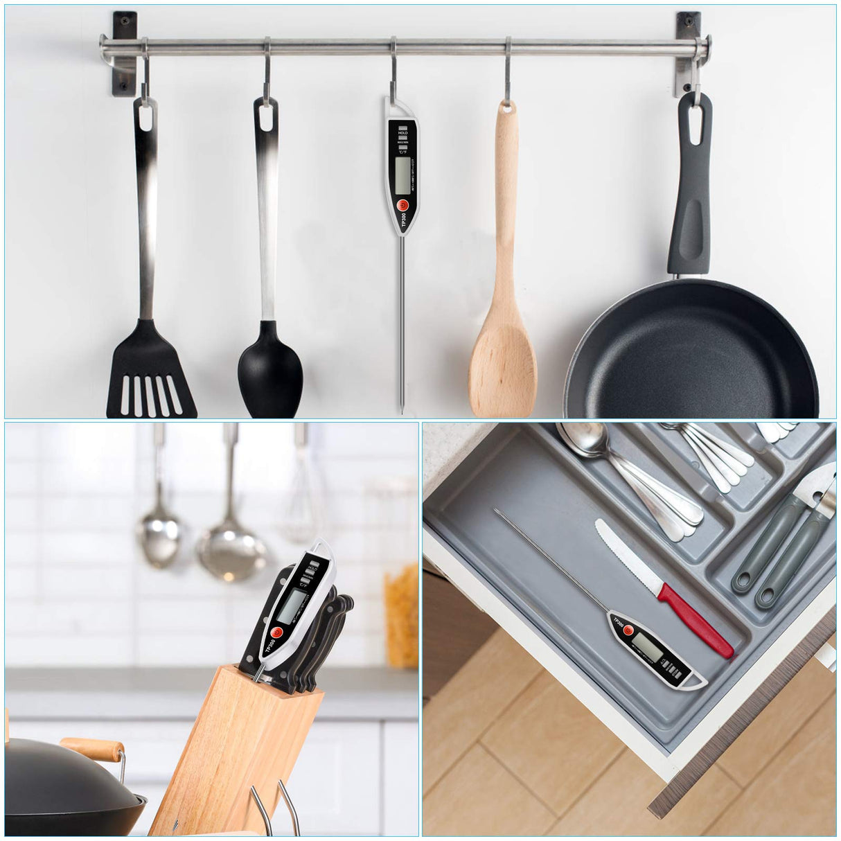 Meat Food Thermometer, Digital Candy Cooking Thermometer, Kitchen Cooking Thermometer Instant Read for BBQ Grill, Oil, Milk, Bath Water, Deep Fry, Candle Temperature AimmiNate