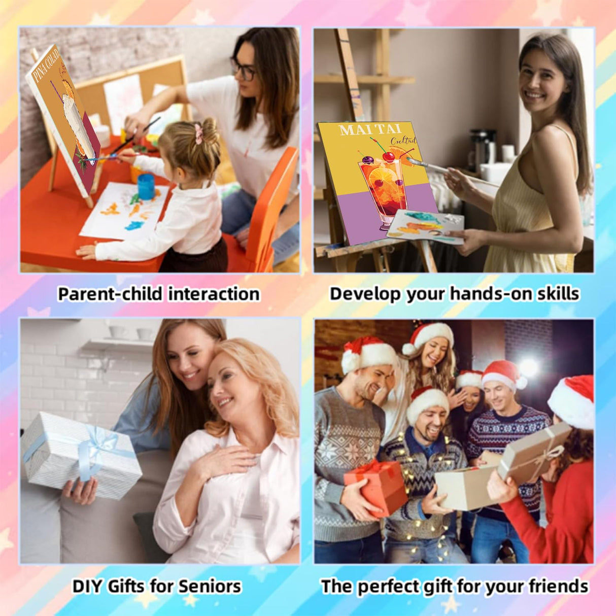 6 Pack Paint by Numbers Kit for Adults Beginners-Easy Cocktail Adult Paint by Number Kits on Canvas, DIY Acrylic Oil Painting by Numbers for Adults Without Frame for Gift Home Wall Decor(10x14inch) Arttoplus